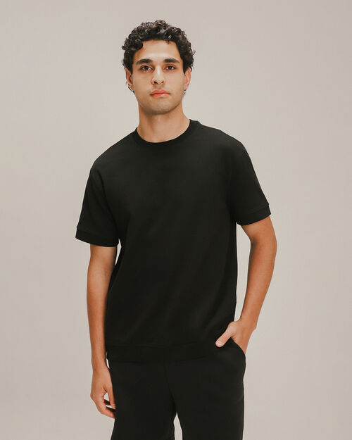 Playera Manga Corta Terry Negra